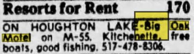 Big Oak Motel - Sept 1975 Ad